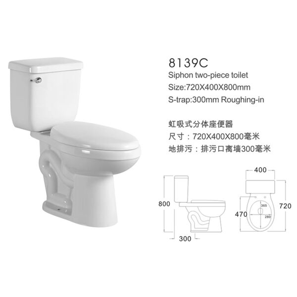 Wholesale Ceramic Toilets Bathroom Sanitary Ware Ceramic Washdown 2 Piece Toilet 01 8139C