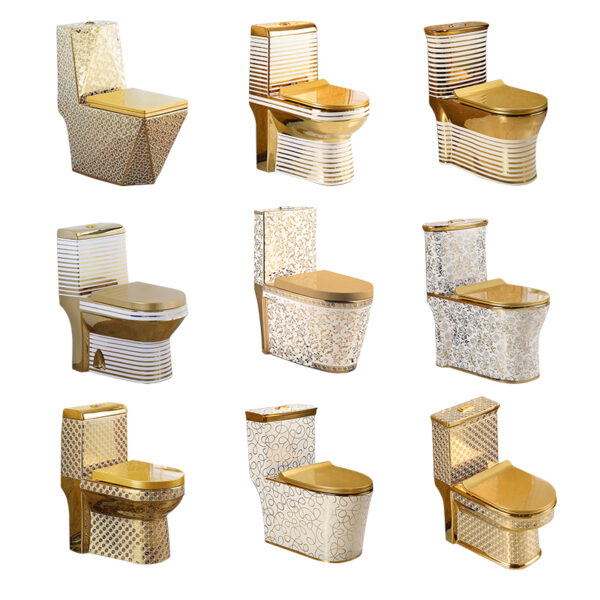 quality electroplated hotel golden wc bathroom commode ceramic one piece gold toilet